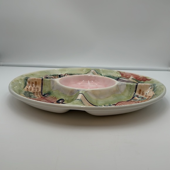 Michal Sparks China Chips & Dip Serving Tray Estate of Mind Design Round - Picture 3 of 16